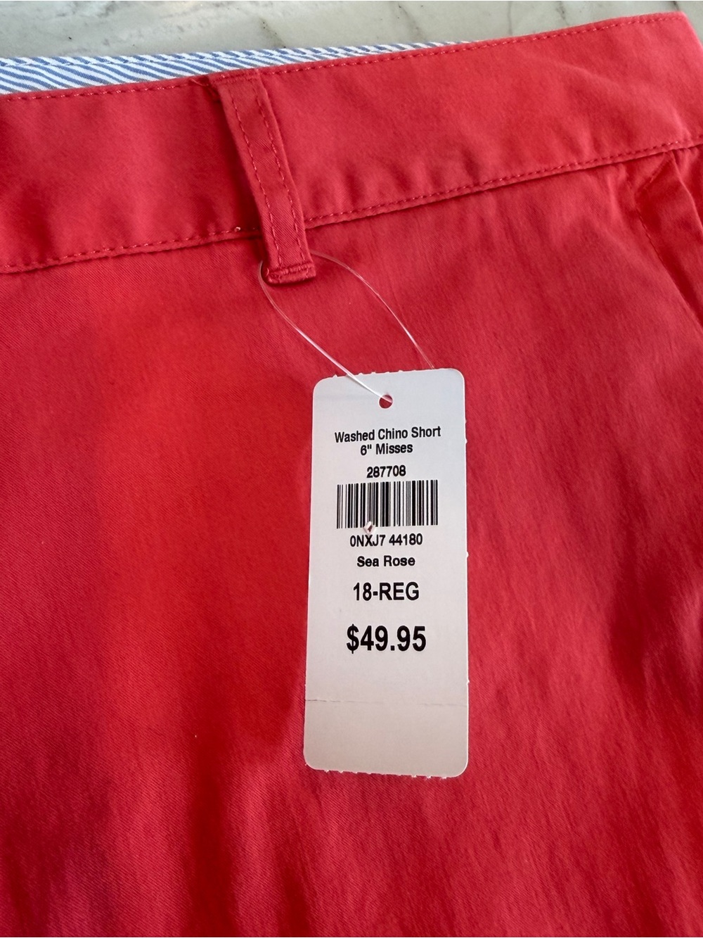 L.L. BEAN Favorite Fit Washed Cotton Chino Shorts Coral Red Sea Rose Size 18 NWT - Picture 11 of 16